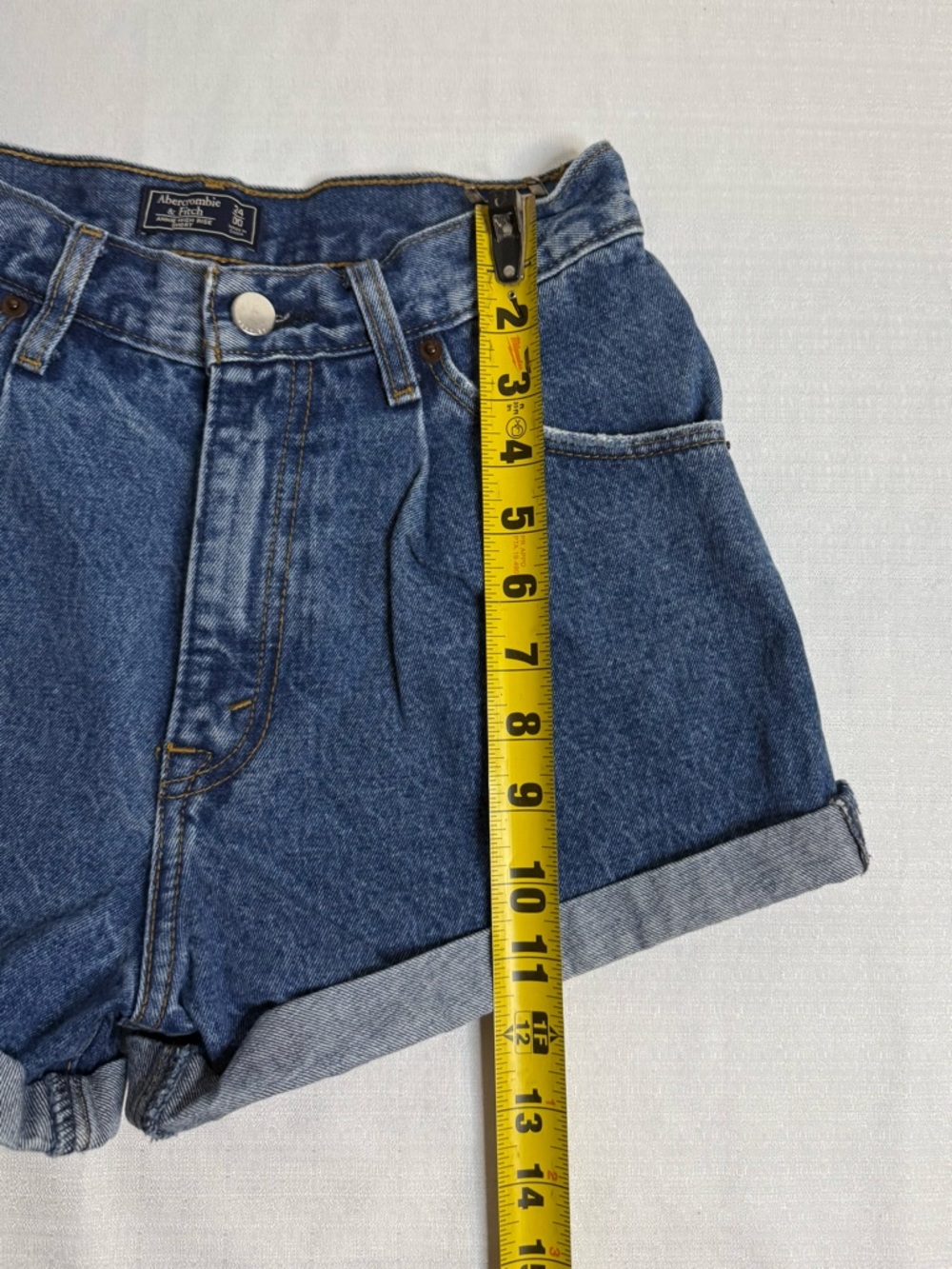 Abercrombie & Fitch Anne High Rise Denim Shorts Women’s Sz:00 - Picture 5 of 8